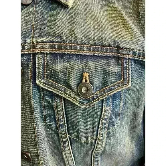 Vintage Extra Small GAP Y2K Dark Denim Jean Jacket - Picture 6 of 7